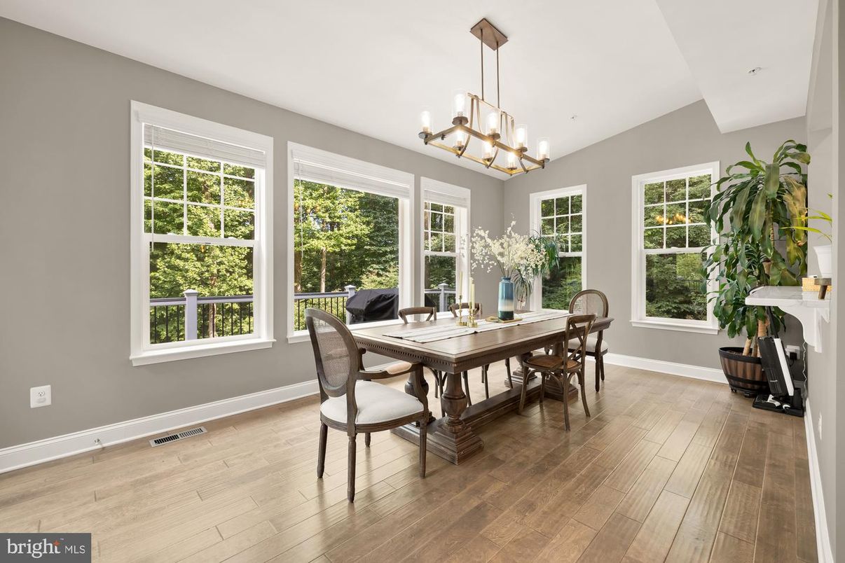 Chandelier, Dining room, Interior, Pendant Lights, Wood Texture Flooring