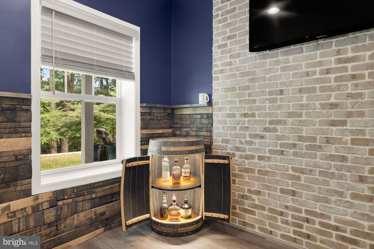 Interior, Recessed Lighting, Stone Walls, Wood Texture Flooring