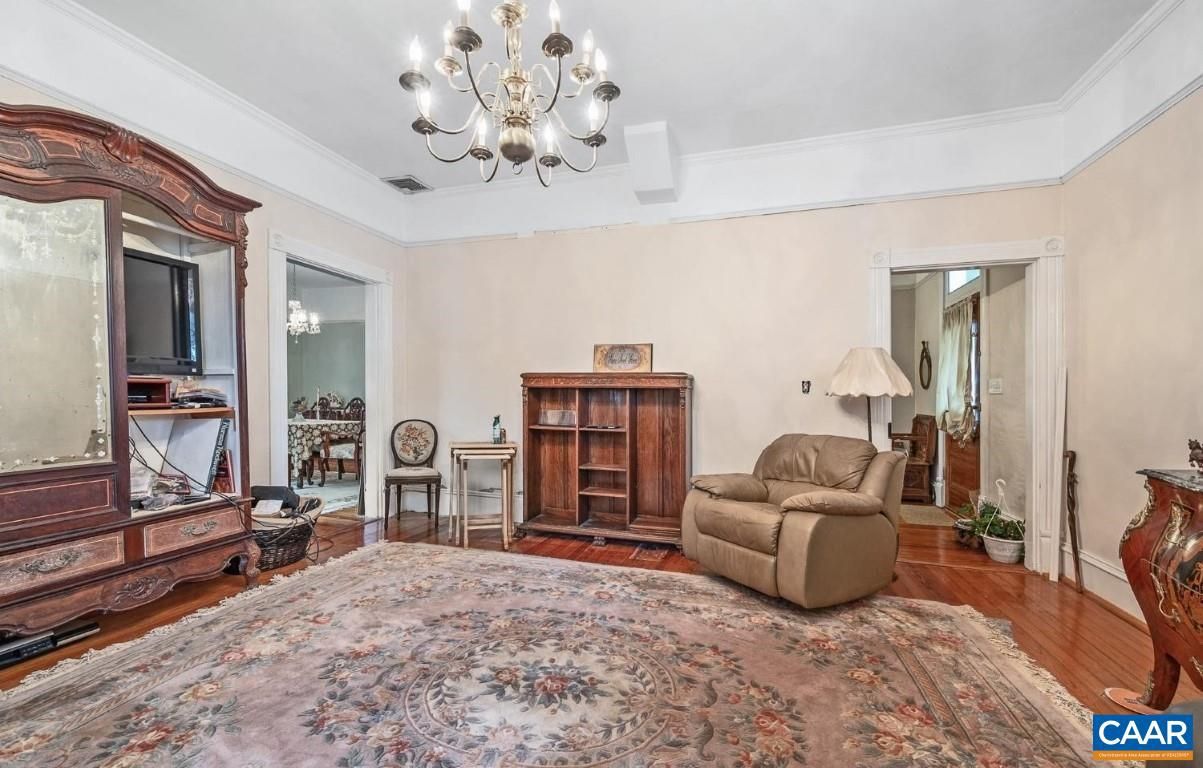 Bedroom, Chandelier, Interior, Wood Texture Flooring