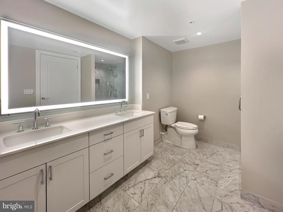Bathroom, Dual Sink Vanities, Interior, Marble, Recessed Lighting