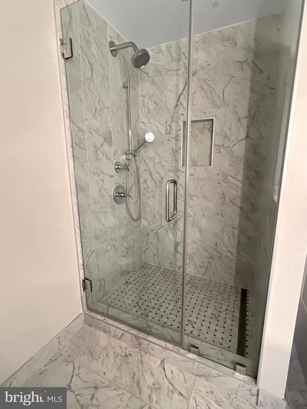 Bathroom, Glass Shower, Interior, Marble, Marble Walls