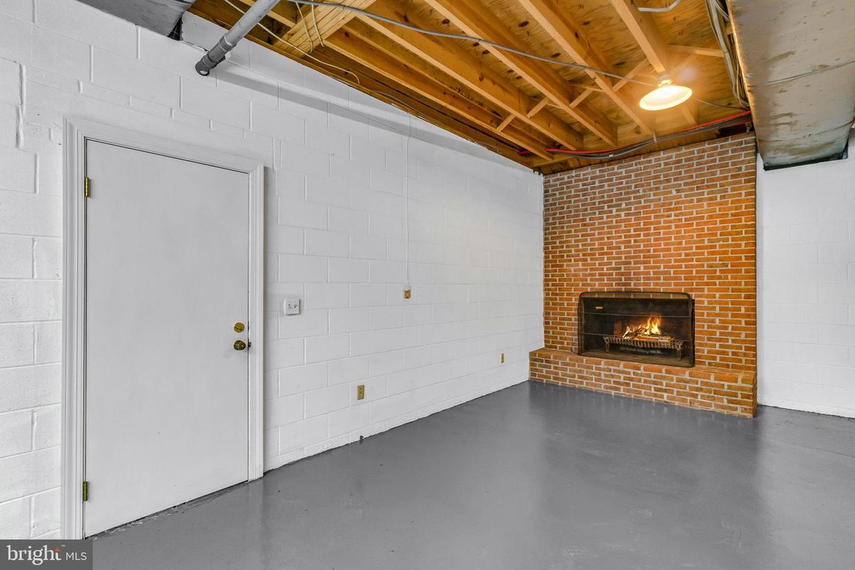 Empty room, Fireplace, Interior, Stone Walls, Wooden Beams, Wooden Ceilings