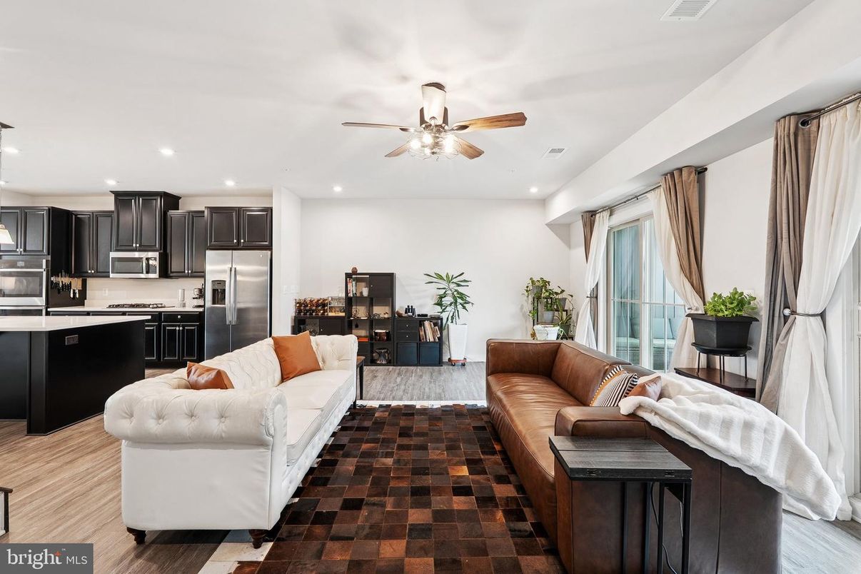 Interior, Kitchen, Living room, Recessed Lighting, Stainless Steel Appliances, Wood Texture Flooring