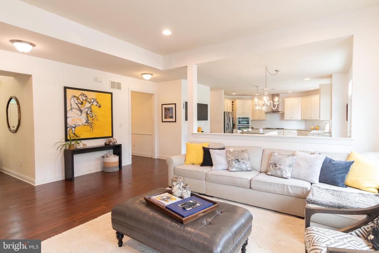 Interior, Kitchen, Living room, Pendant Lights, Recessed Lighting, Wood Texture Flooring