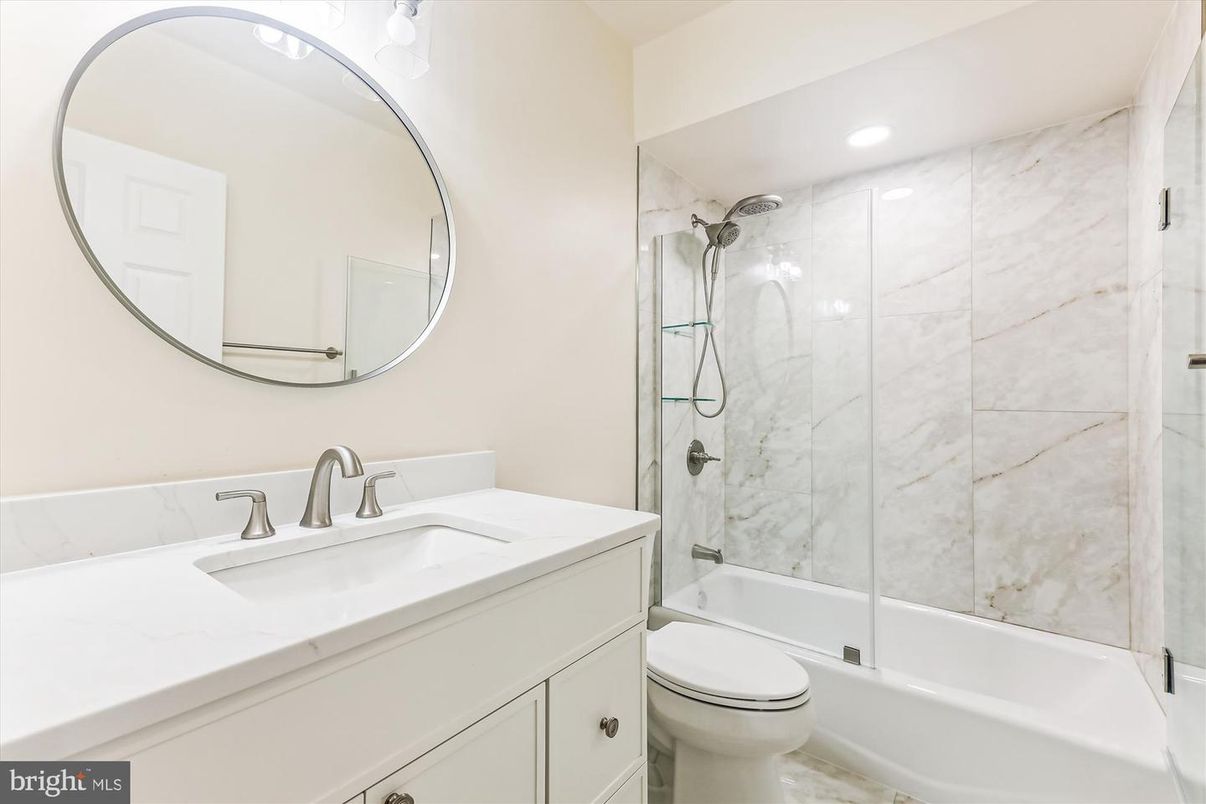 Bathroom, Glass Shower, Interior, Marble Walls, Recessed Lighting