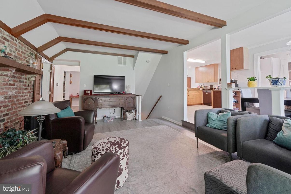Interior, Kitchen, Living room, Stone Walls, Wooden Beams, Wood Texture Flooring