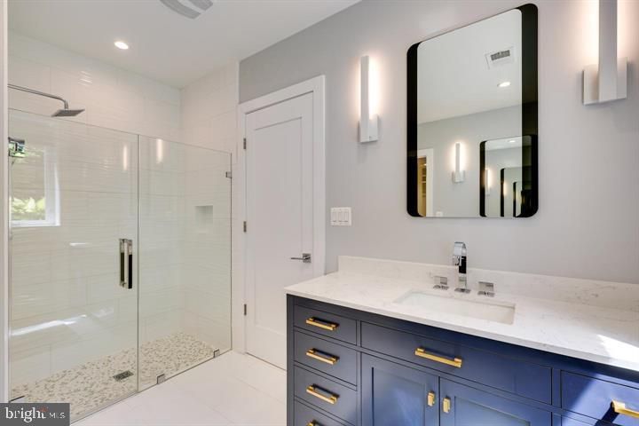 Bathroom, Glass Shower, Interior, Recessed Lighting