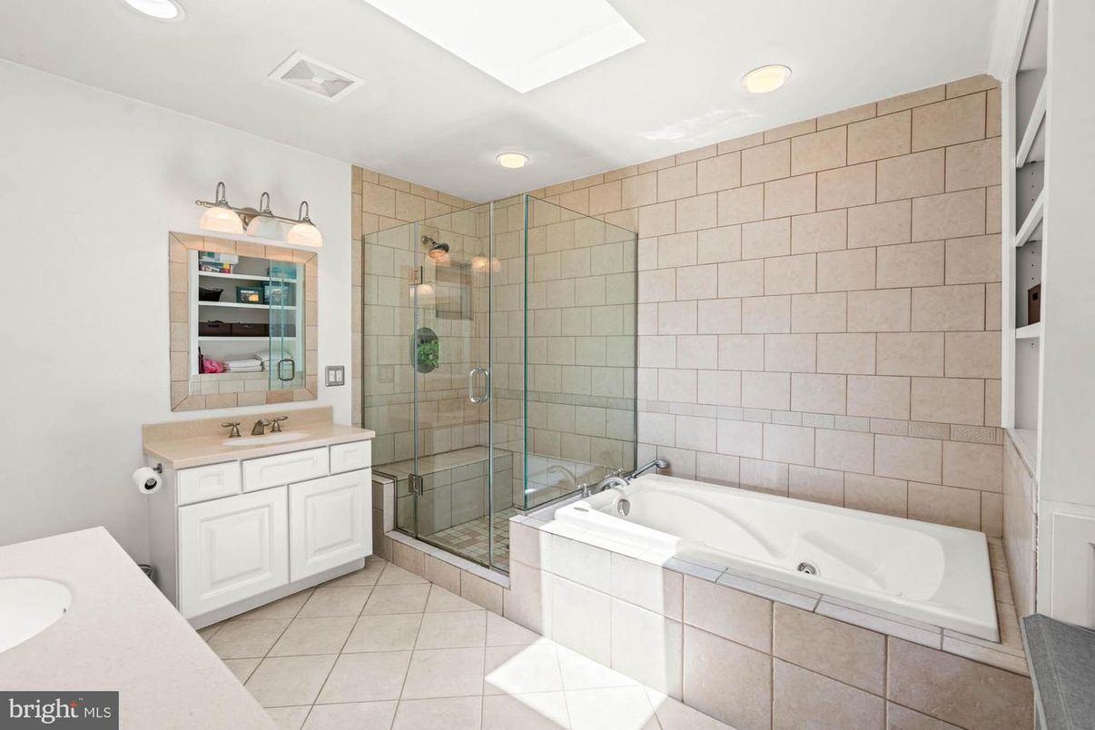 Bathroom, Dual Sink Vanities, Glass Shower, Interior, Recessed Lighting
