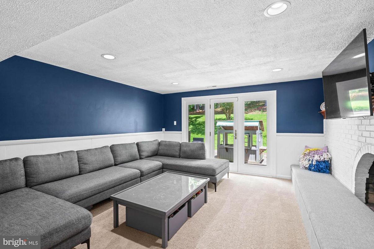 Fireplace, Interior, Living room, Recessed Lighting, Stone Walls