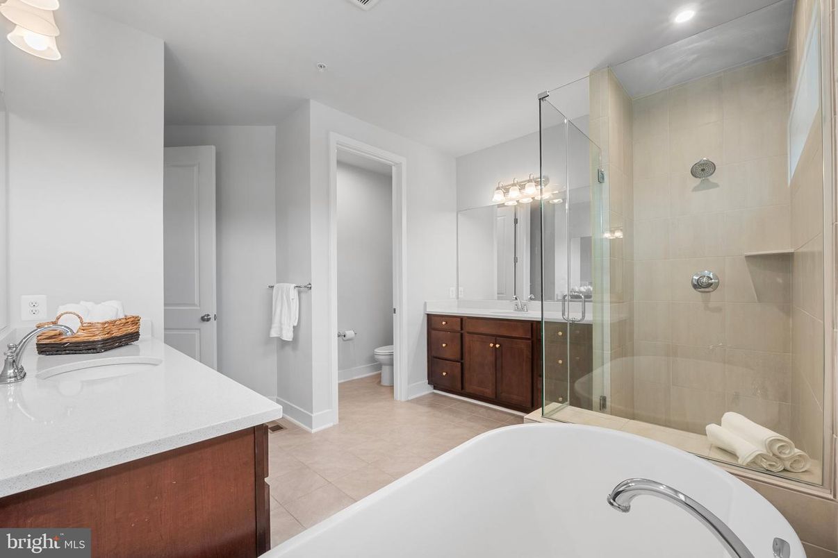 Bathroom, Dual Sink Vanities, Glass Shower, Interior, Recessed Lighting