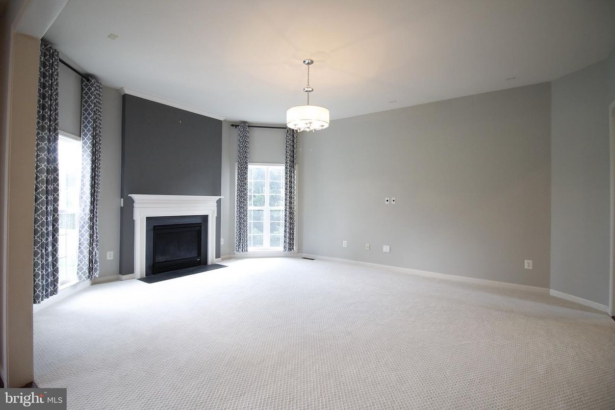 Empty room, Fireplace, Interior, Pendant Lights