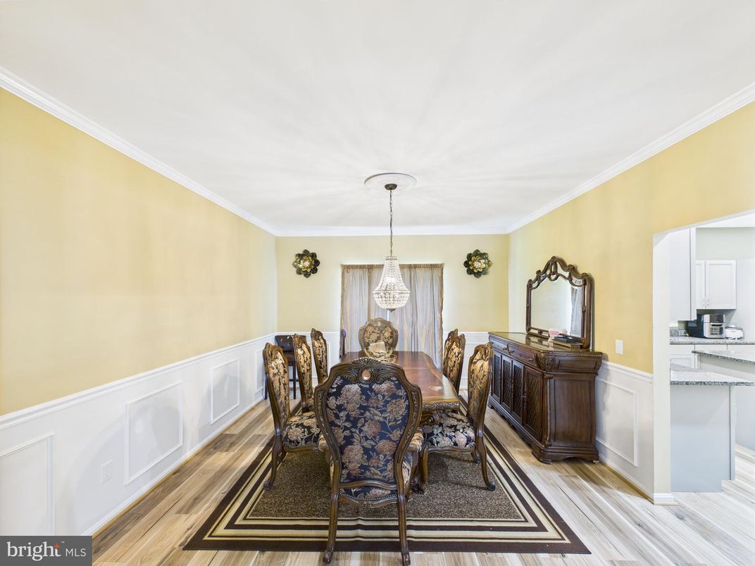 Chandelier, Dining room, Interior, Pendant Lights, Wood Texture Flooring