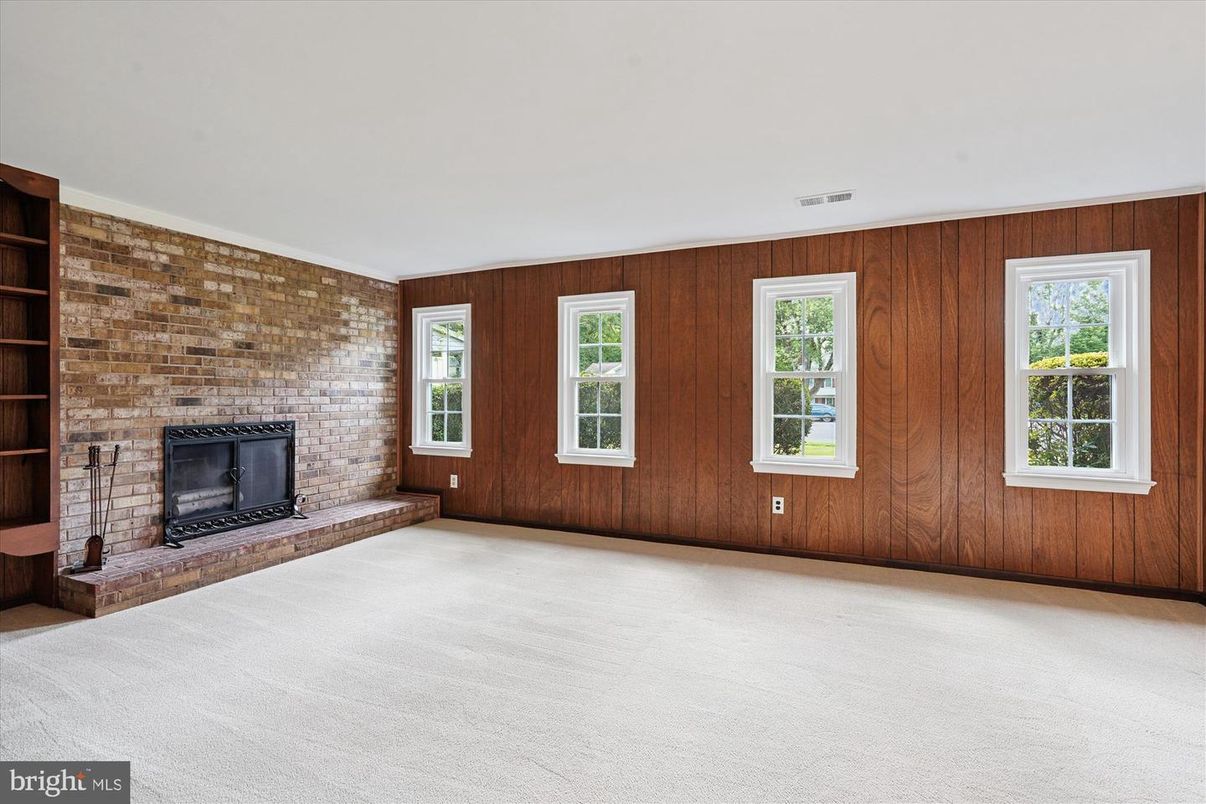 Empty room, Fireplace, Interior, Stone Walls, Wooden Walls
