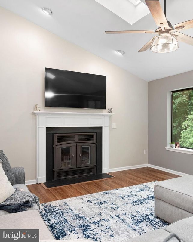 Fireplace, Interior, Recessed Lighting, Wood Texture Flooring