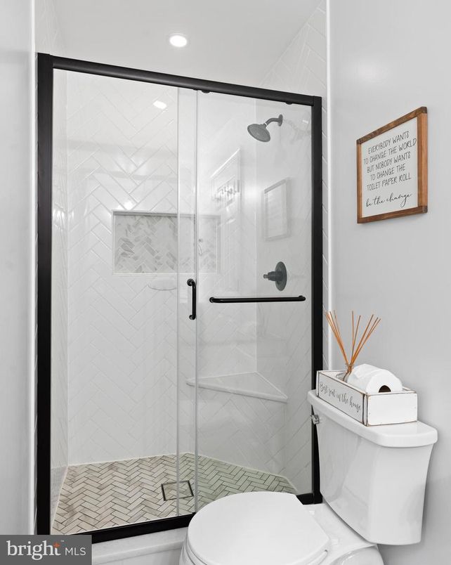 Bathroom, Glass Shower, Interior, Marble Walls, Recessed Lighting