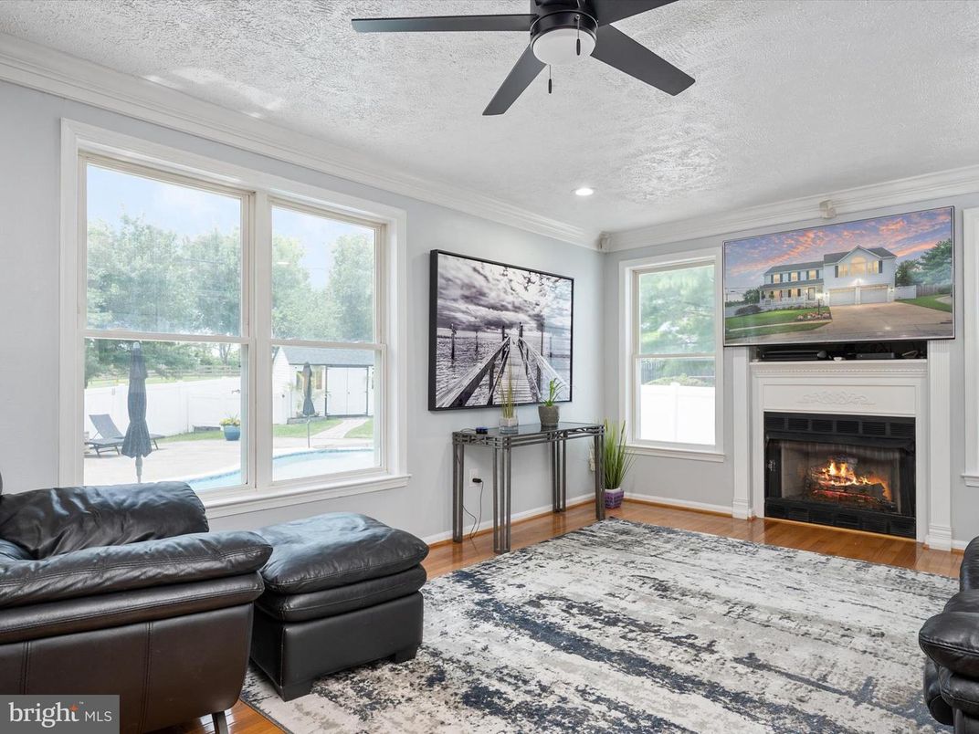 Fireplace, Interior, Recessed Lighting, Wood Texture Flooring