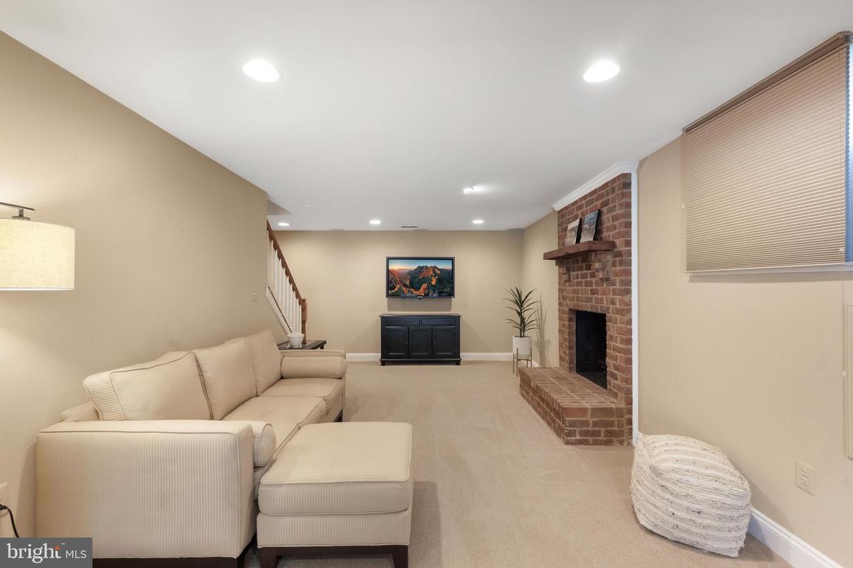 Fireplace, Interior, Living room, Recessed Lighting, Stone Walls