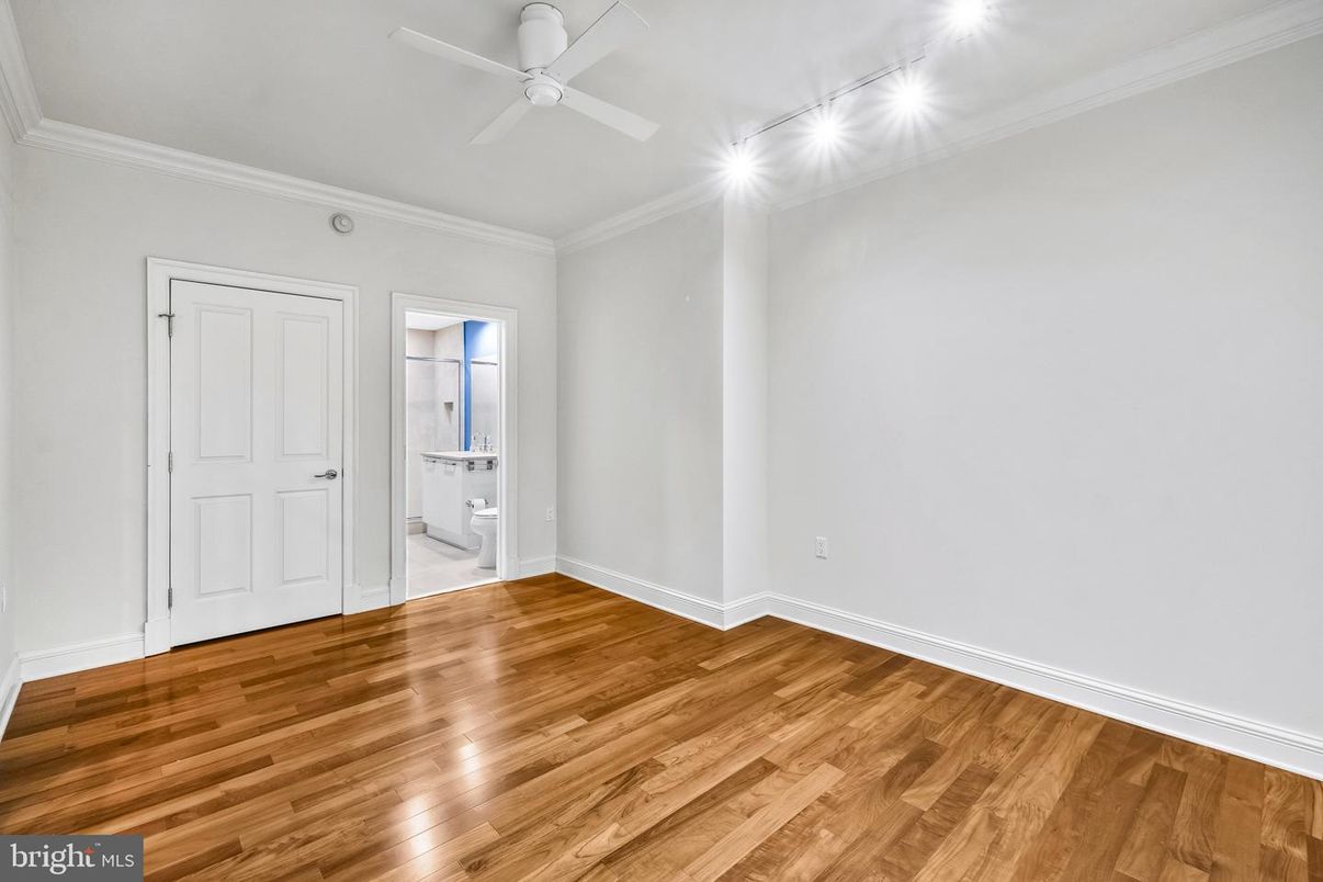 Bathroom, Empty room, Interior, Recessed Lighting, Wood Texture Flooring