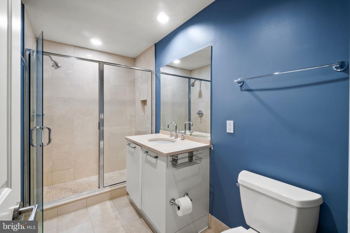 Bathroom, Glass Shower, Interior, Recessed Lighting