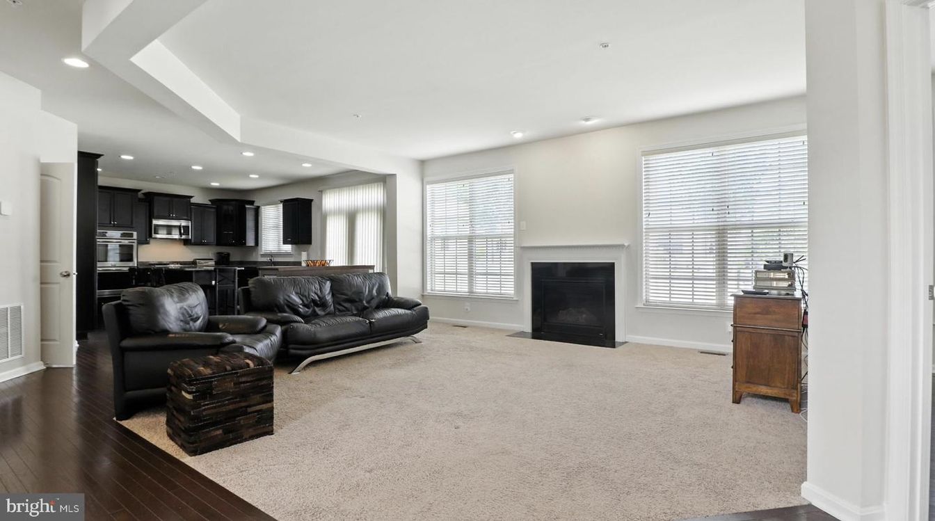Fireplace, Interior, Kitchen, Living room, Recessed Lighting, Stainless Steel Appliances