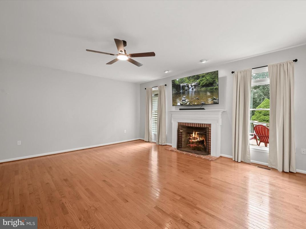 Empty room, Fireplace, Interior, Recessed Lighting, Wood Texture Flooring