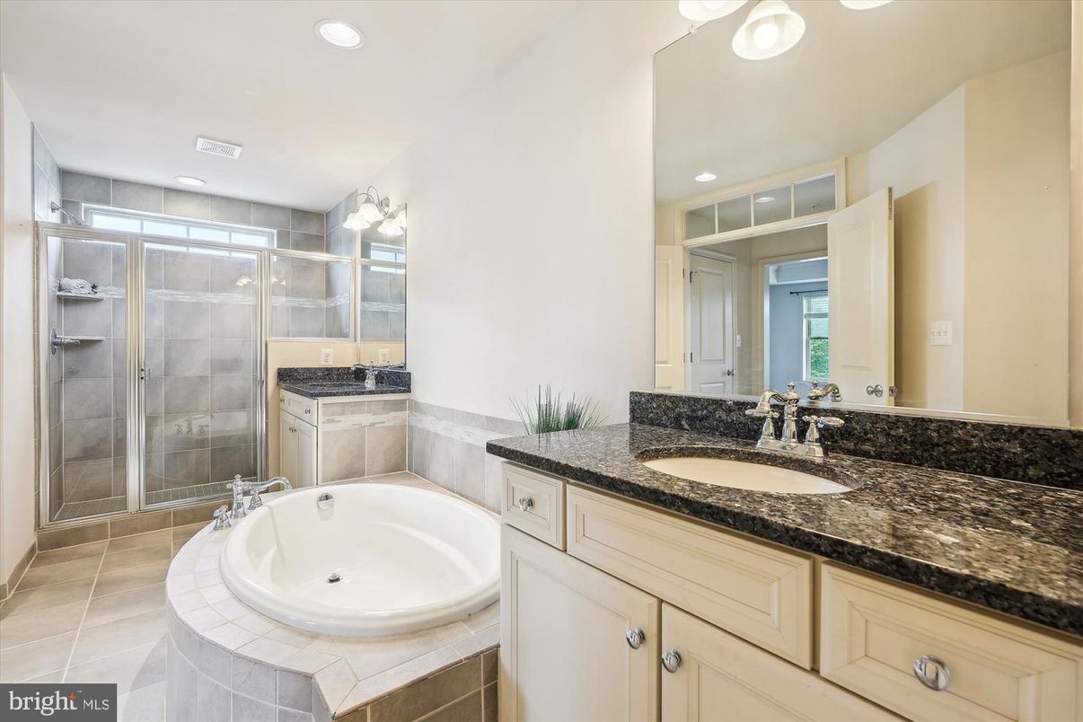 Bathroom, Dual Sink Vanities, Glass Shower, Interior, Recessed Lighting