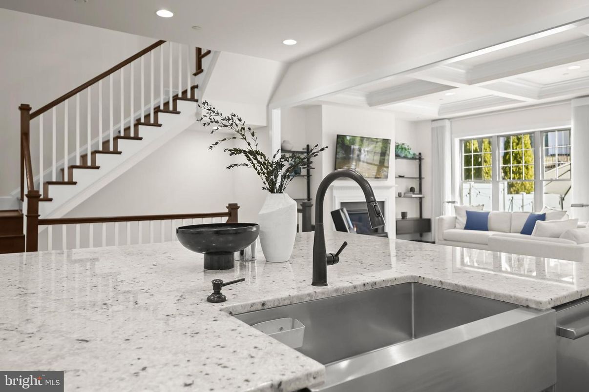Fireplace, Interior, Kitchen, Living room, Recessed Lighting