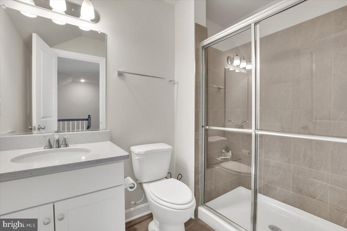 Bathroom, Glass Shower, Interior, Wood Texture Flooring