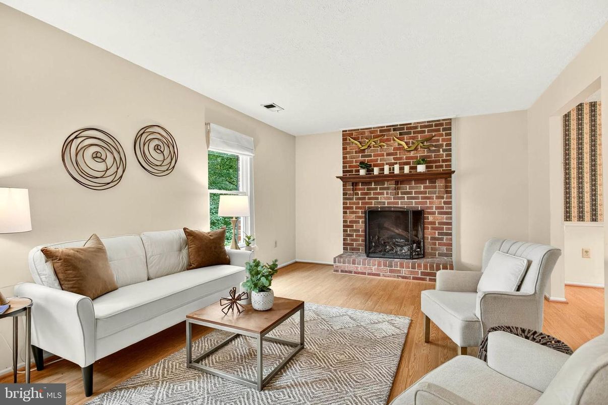 Fireplace, Interior, Living room, Stone Walls, Wood Texture Flooring
