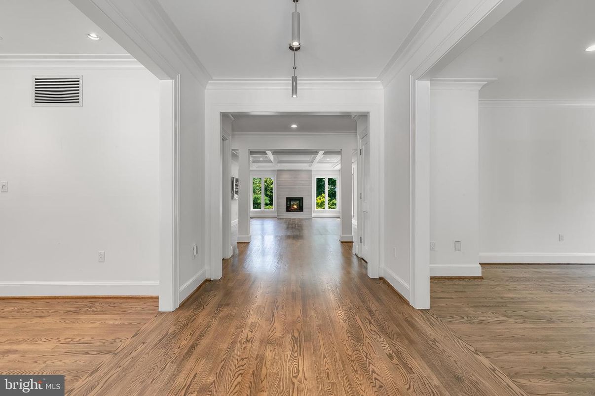 Fireplace, Interior, Recessed Lighting, Wood Texture Flooring