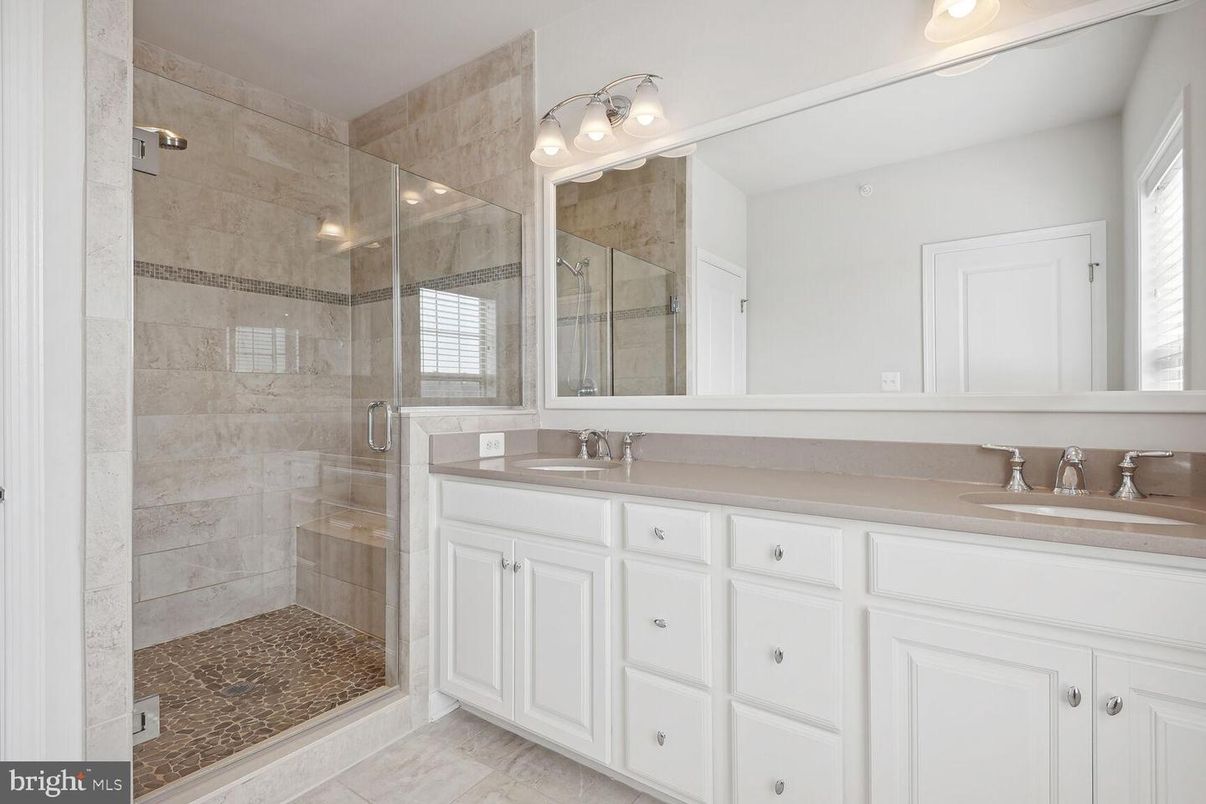Bathroom, Dual Sink Vanities, Glass Shower, Interior