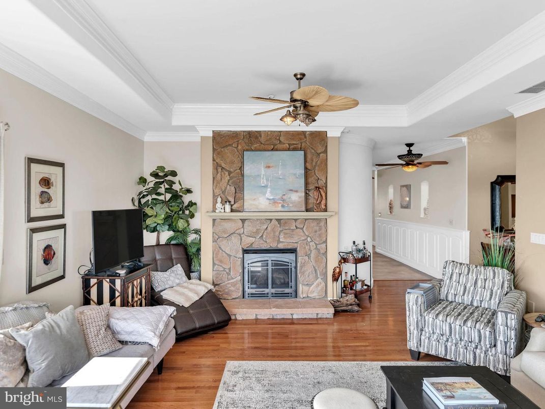 Fireplace, Interior, Living room, Stone Walls, Wood Texture Flooring