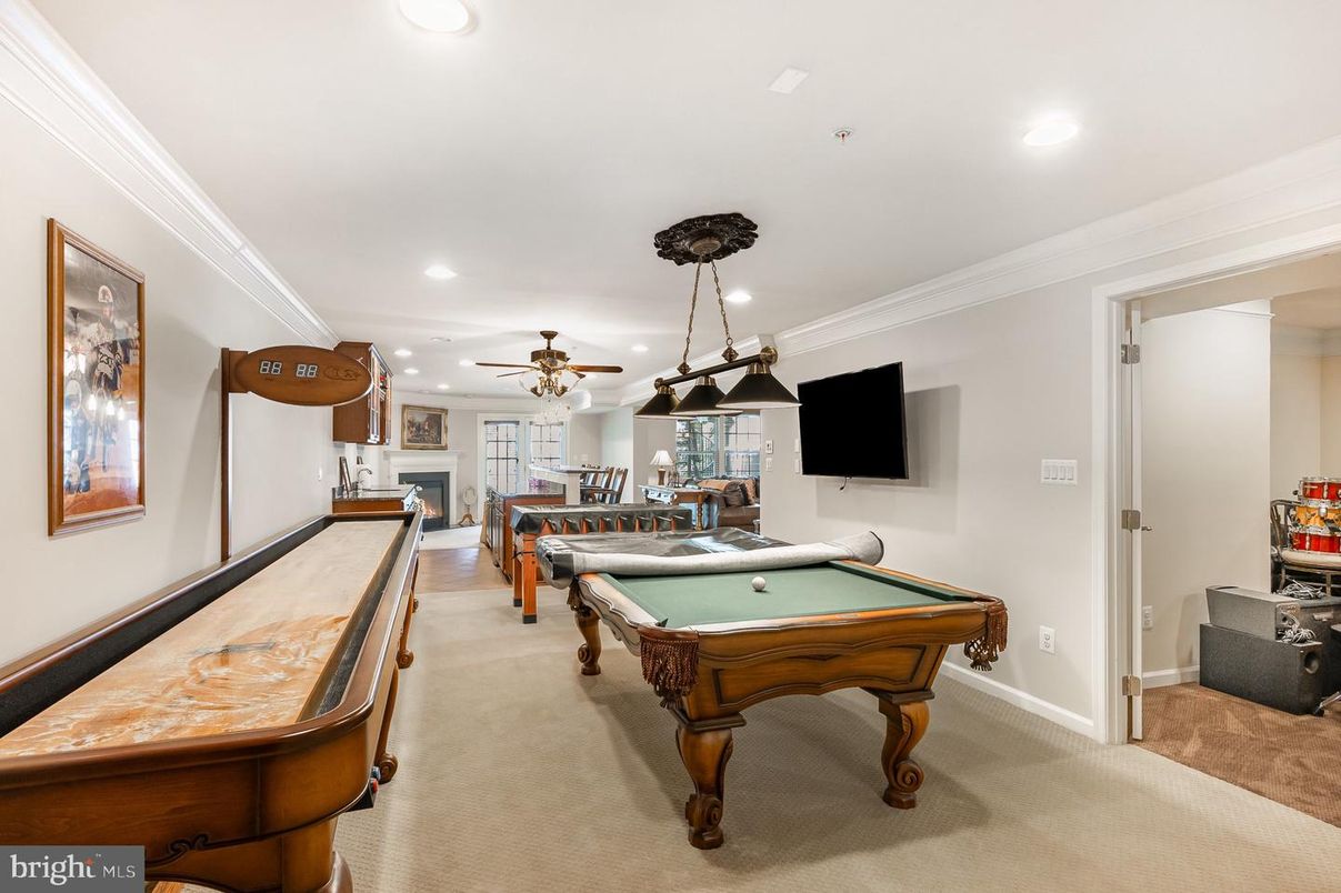 Billiard Table, Fireplace, Game Room, Interior, Pendant Lights, Recessed Lighting