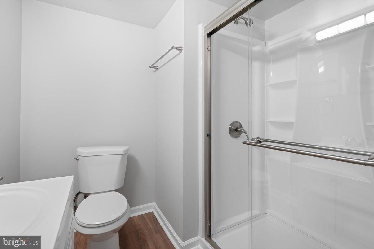 Bathroom, Glass Shower, Interior, Wood Texture Flooring