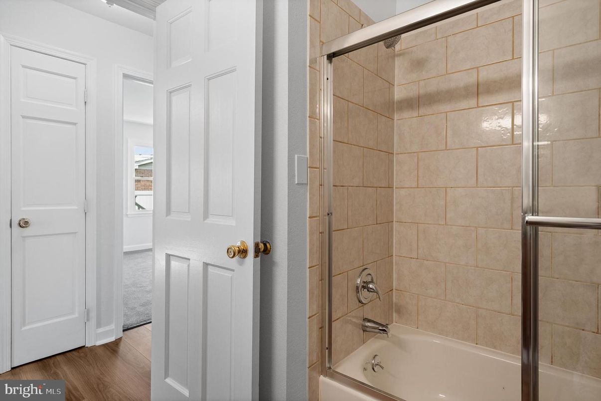 Bathroom, Glass Shower, Interior, Wood Texture Flooring
