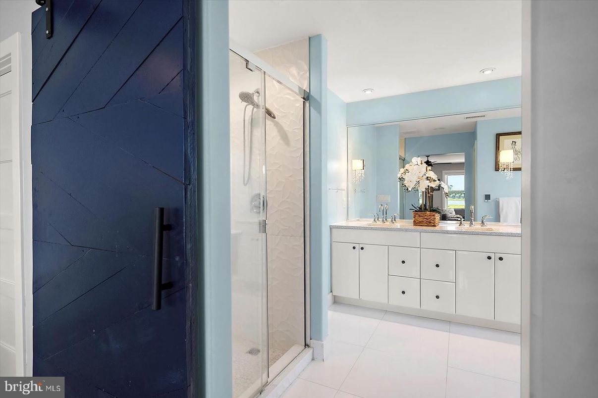 Bathroom, Dual Sink Vanities, Glass Shower, Interior, Recessed Lighting