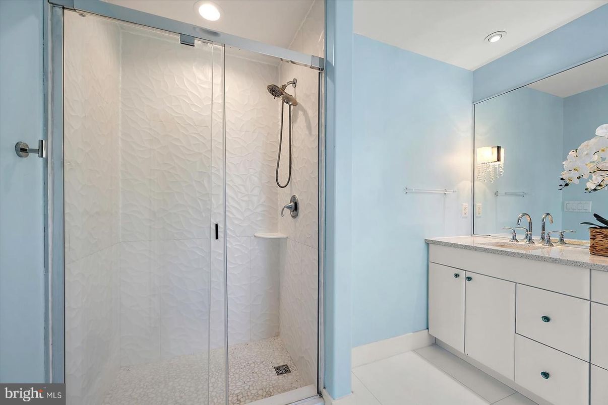 Bathroom, Glass Shower, Interior, Recessed Lighting