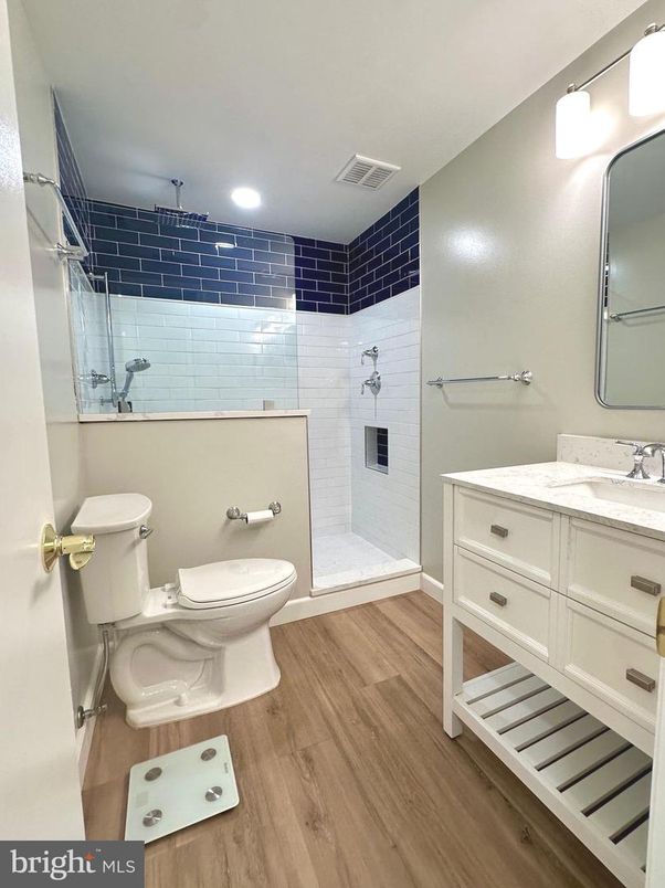 Bathroom, Interior, Recessed Lighting, Wood Texture Flooring