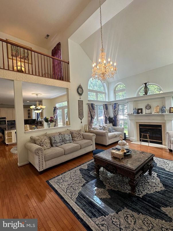 Chandelier, Fireplace, Interior, Living room, Wood Texture Flooring