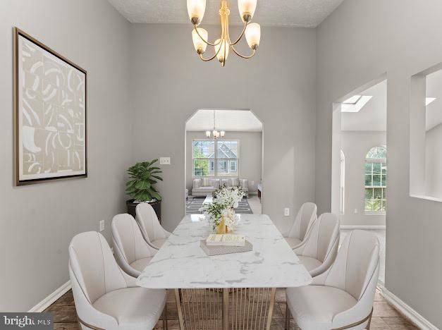 Chandelier, Dining room, Interior, Wood Texture Flooring