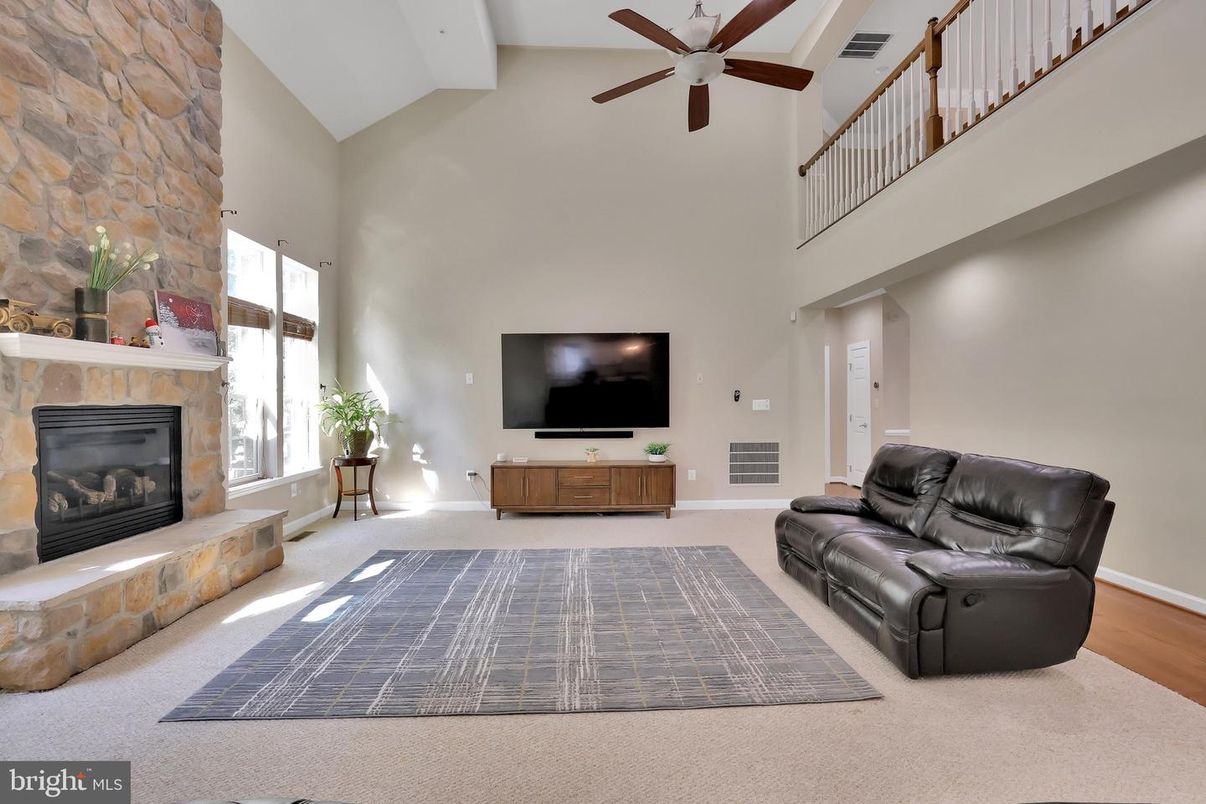 Fireplace, Interior, Living room, Stone Walls, Wood Texture Flooring