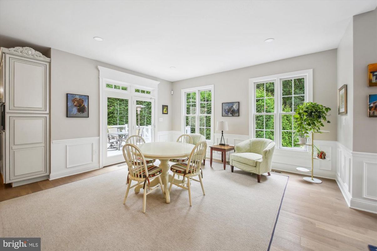 Dining room, Interior, Recessed Lighting, Wood Texture Flooring