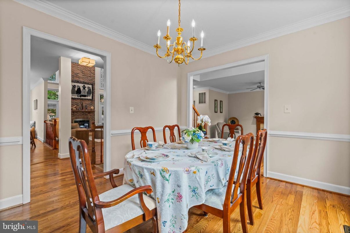 Chandelier, Dining room, Interior, Wood Texture Flooring