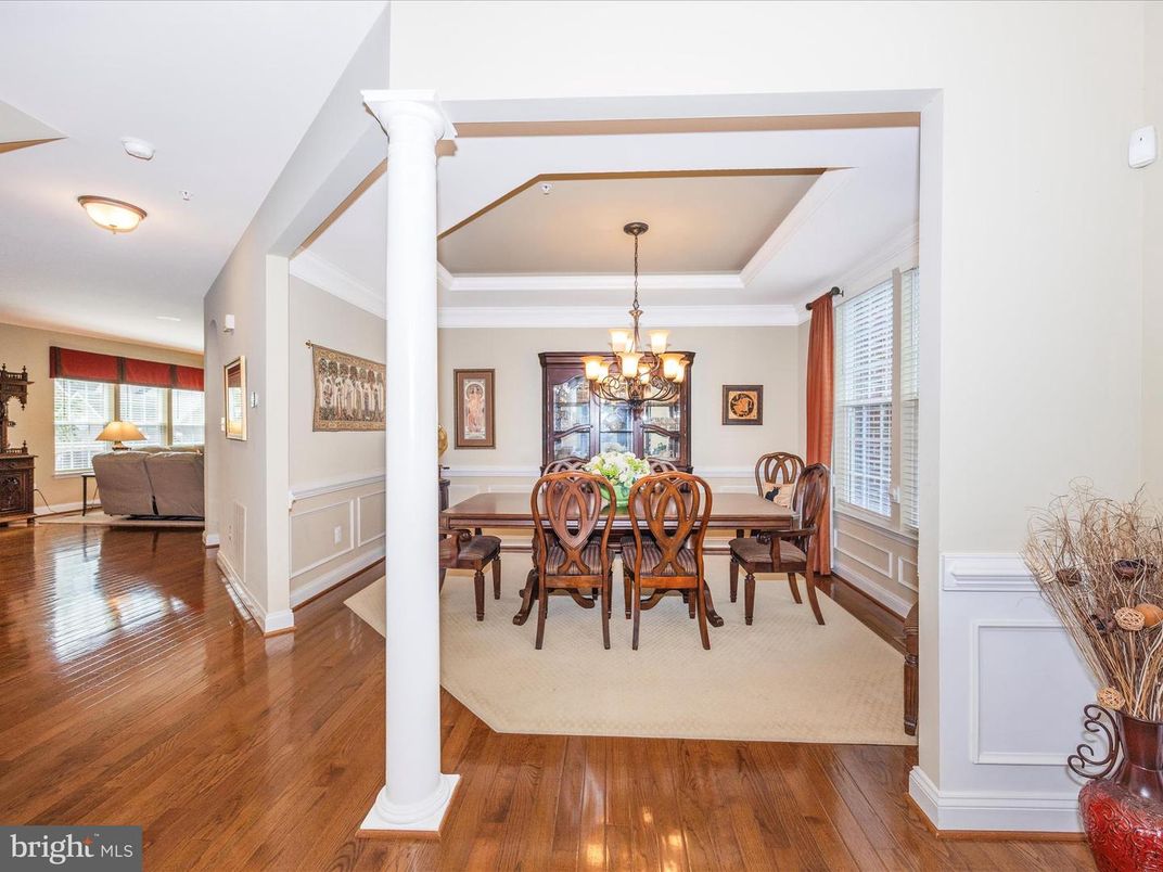 Chandelier, Dining room, Interior, Wood Texture Flooring