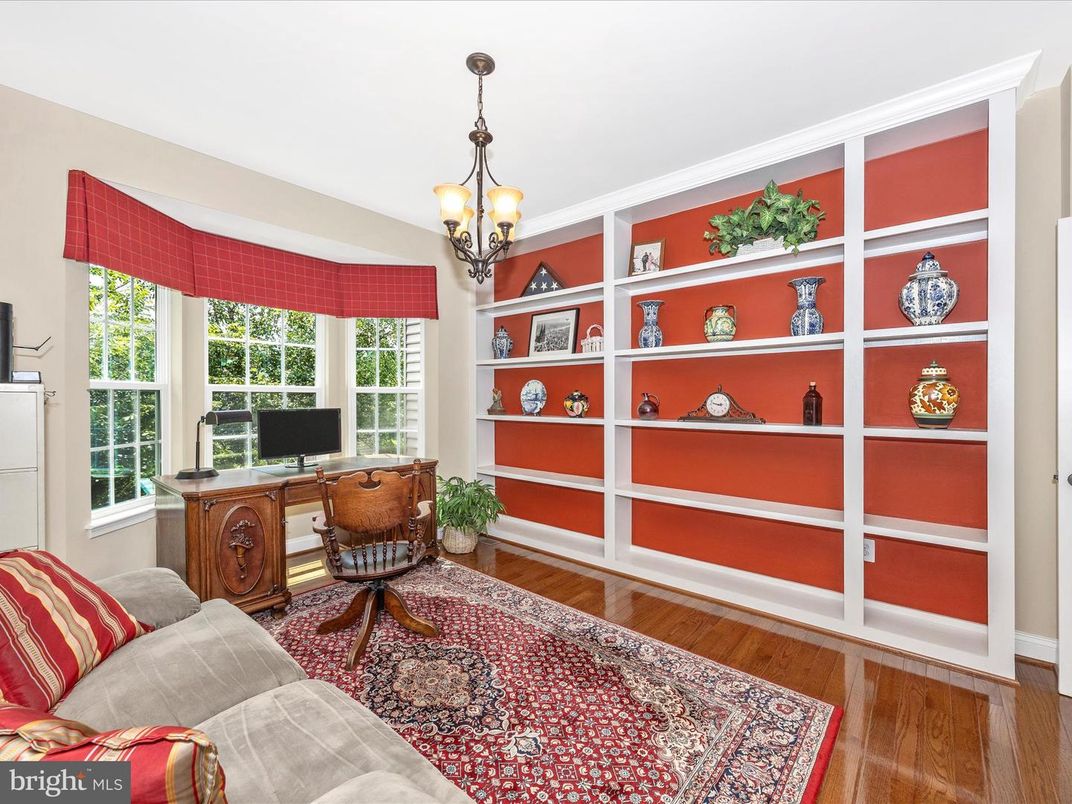 Chandelier, Home Office, Interior, Wood Texture Flooring