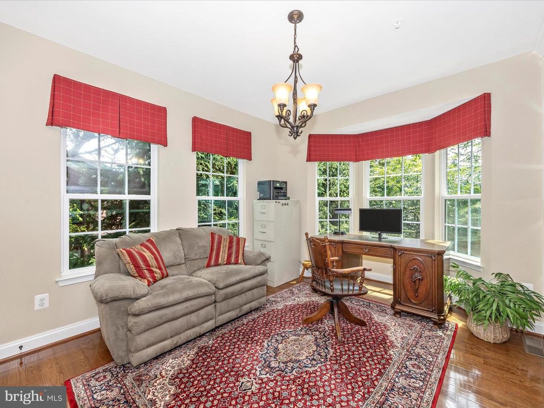 Chandelier, Home Office, Interior, Pendant Lights, Wood Texture Flooring