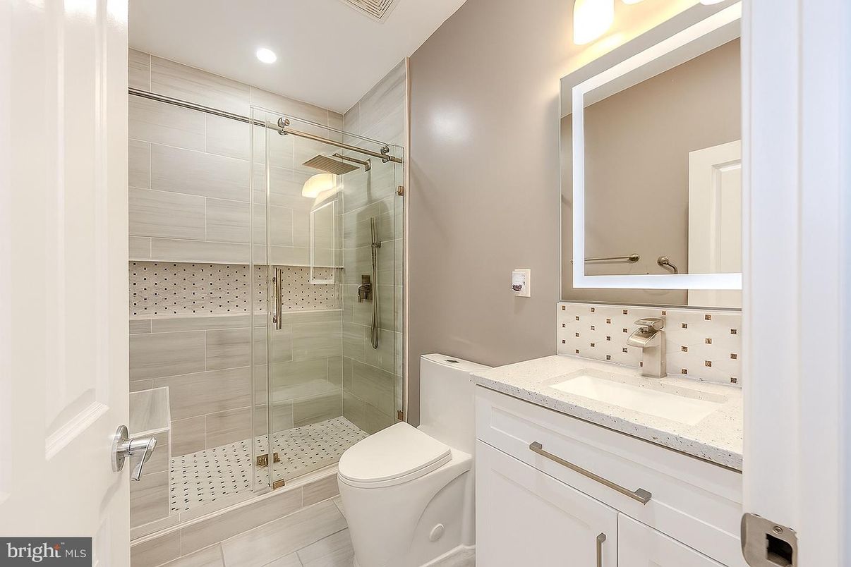 Bathroom, Glass Shower, Interior, Recessed Lighting