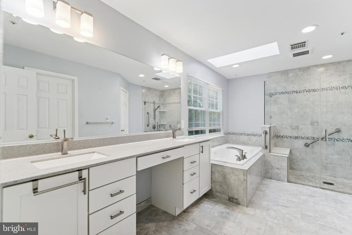 Bathroom, Dual Sink Vanities, Glass Shower, Interior, Recessed Lighting