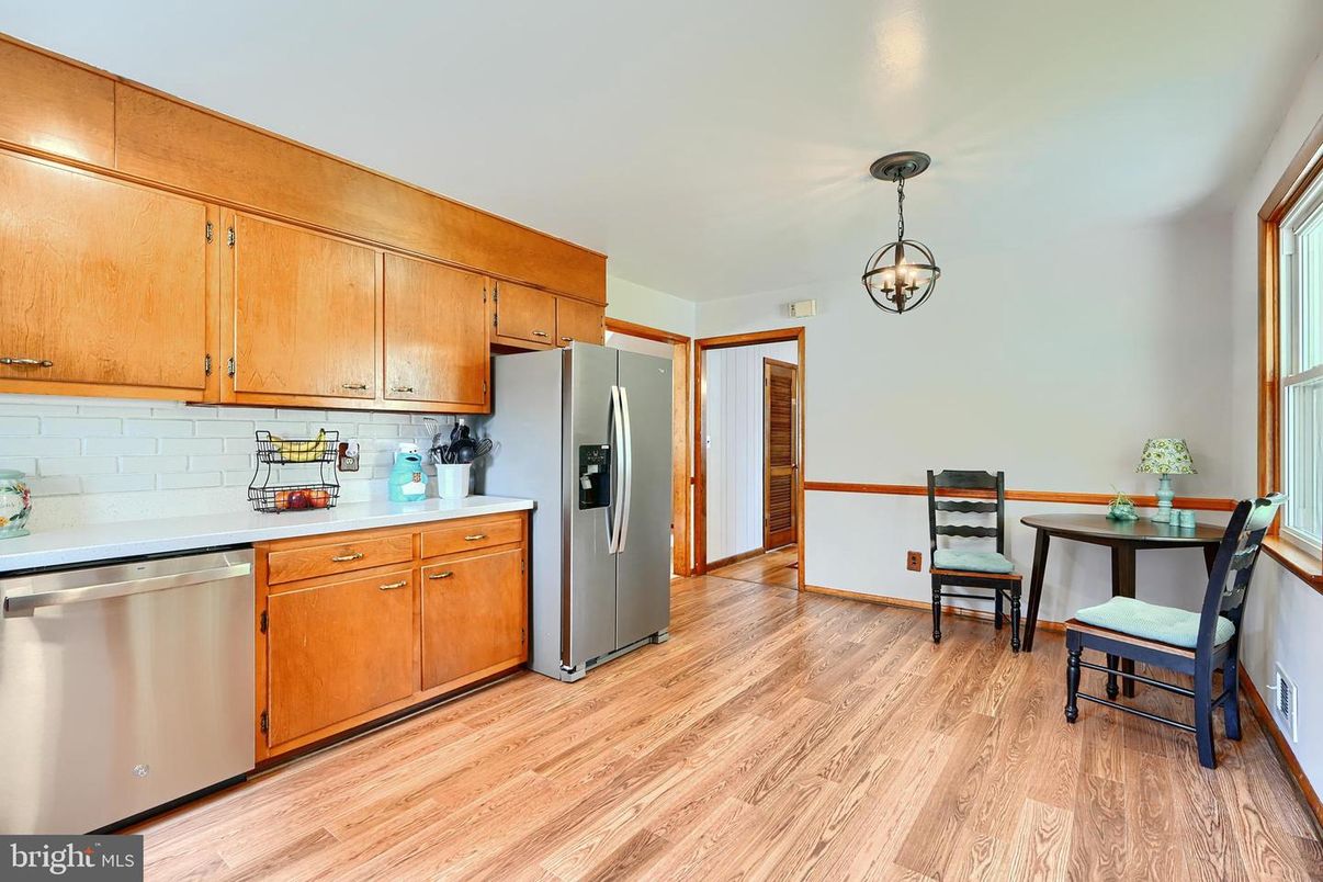 Interior, Kitchen, Pendant Lights, Stainless Steel Appliances, Wood Texture Flooring