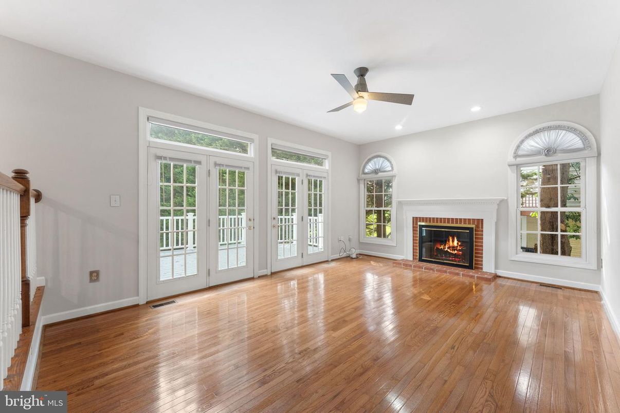 Empty room, Fireplace, Interior, Recessed Lighting, Wood Texture Flooring
